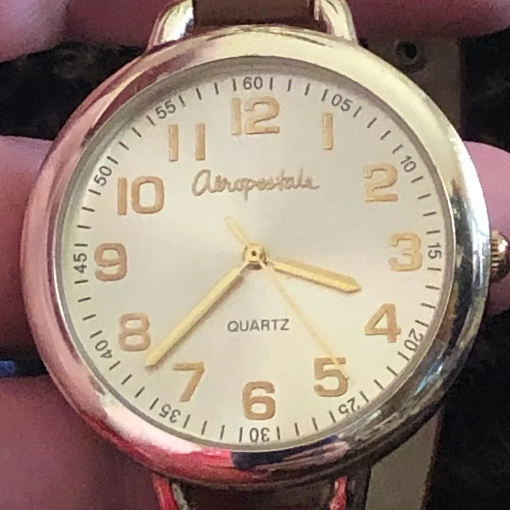 Ladies Aeropostale brown faux leather wrap watch